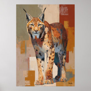 Poster Peinture élégante de lynx impressionniste moderne