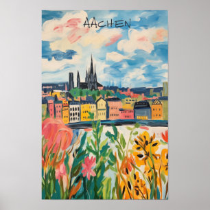 Poster Peinture esthétique de voyage Cité d'Aix-la-Chapel