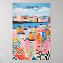 Peinture esthétique de voyage ville Aarhus Danemar