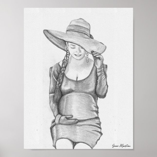 Poster Peinture féminine enceinte Imprimer (Devant)