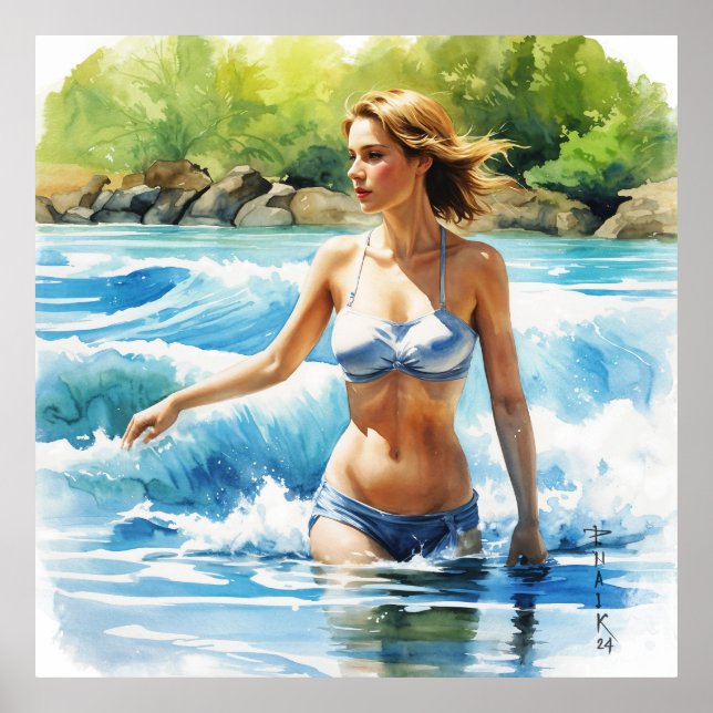 Poster peinture figurative couleur d'eau (Devant)