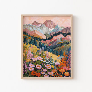 Poster Peinture Fleur sauvage de montagne Tons de la Terr