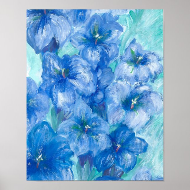 Poster Peinture Fleur sauvage Gentienne Bleue (Devant)