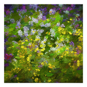 Poster Peinture fleur sauvage Impasto - Art Fleur Origina