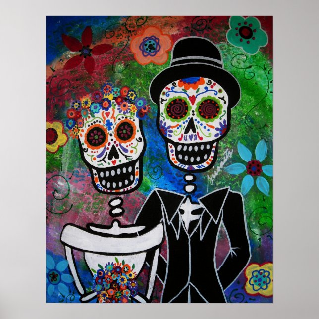 Poster Peinture folklorique Mariage mexicaine (Devant)