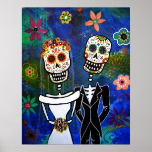 Poster Peinture folklorique Mariage mexicaine