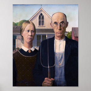 Poster Peinture gothique américaine par Grant Wood