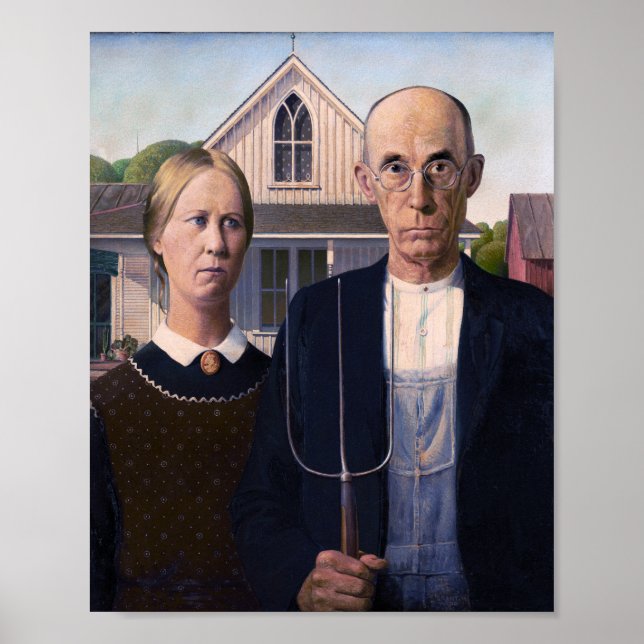 Poster Peinture gothique américaine par Grant Wood (Devant)