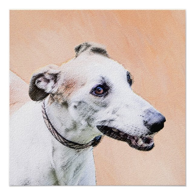 Poster Peinture Greyhound - Cute Original Chien Art (Devant)