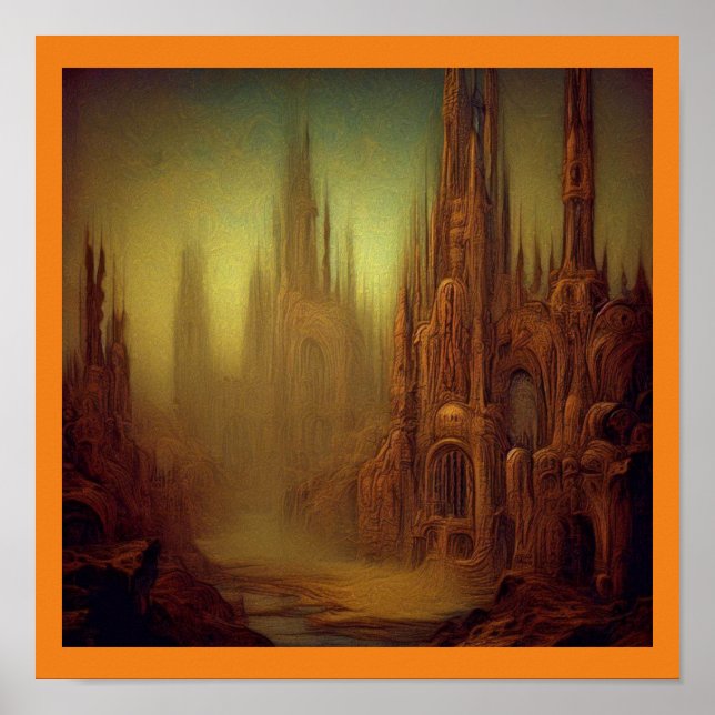 Poster Peinture Imaginaire 9 - Ville abandonnée (Devant)