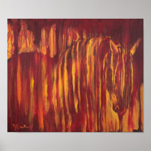 Poster Peinture impressionniste à cheval