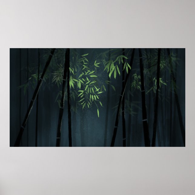 Poster Peinture japonaise sur la forêt de bambou (Devant)