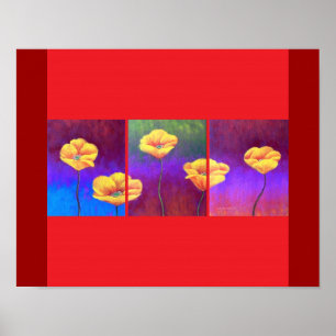 Poster Peinture jaune de fleur de pavot - multi