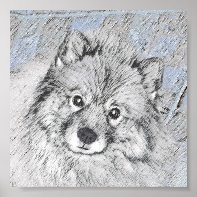 Poster Peinture Keeshond Beth - Joli art original chien (Devant)