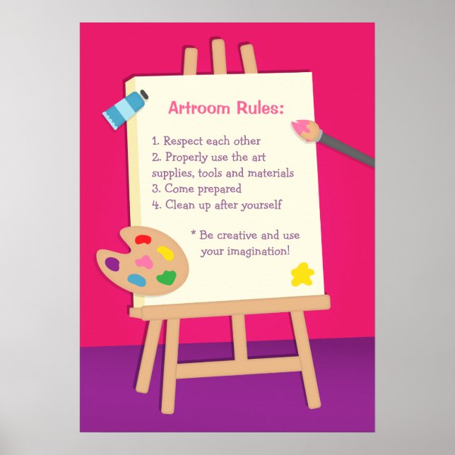 Poster Peinture Kids Art Room Règles de classe (Devant)