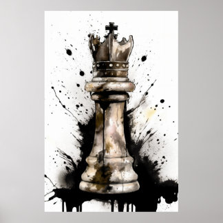 Poster Peinture King Chess Piece