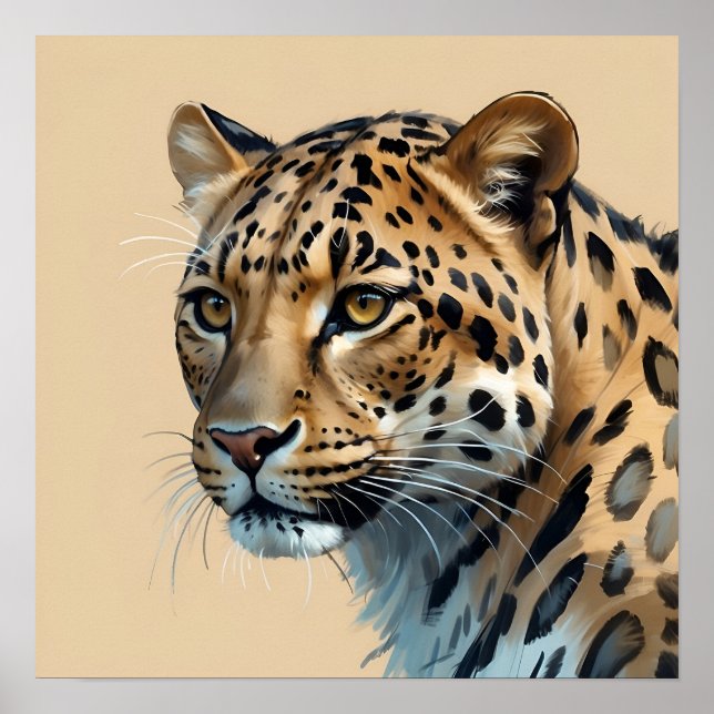 Poster Peinture léopard unique Art animal de la jungle (Devant)
