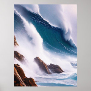 Poster Peinture majestueuse des vagues océaniques