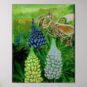 Poster Peinture Mantis Fleur