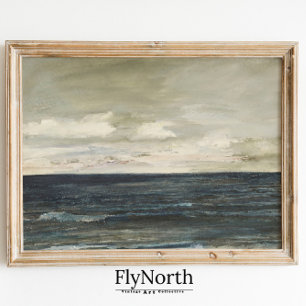 Poster Peinture marine vintage Peinture bleu foncé Océan