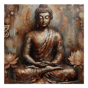 POSTER PEINTURE MÉTALLIQUE BOUDDHA ART #12