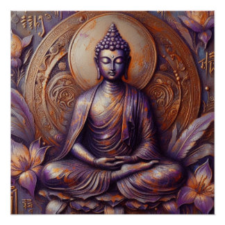 POSTER PEINTURE MÉTALLIQUE BOUDDHA ART #19
