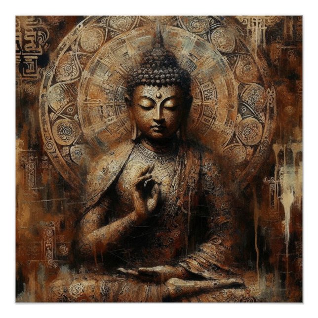 POSTER PEINTURE MÉTALLIQUE BOUDDHA ART #23 (Devant)