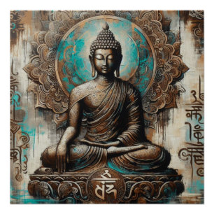 POSTER PEINTURE MÉTALLIQUE BOUDDHA ART #24