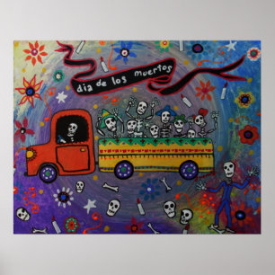 POSTER PEINTURE MEXICAINE DE FIESTA D'ART POPULAIRE