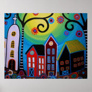 POSTER PEINTURE MEXICAINE DE VILLE