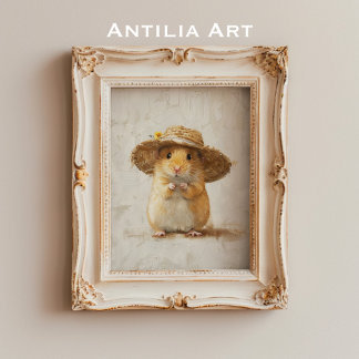 Poster Peinture mignonne de hamster, ferme de style farmh