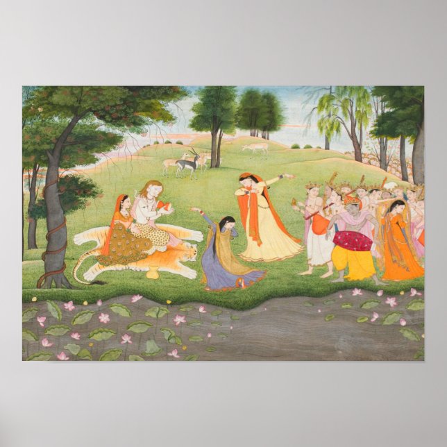 Poster Peinture miniature Shiva et Parvati (Devant)