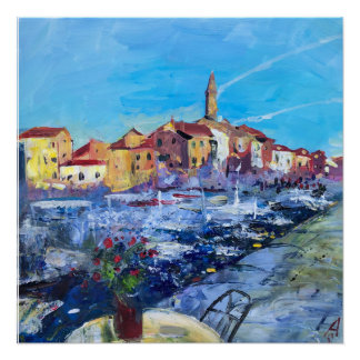 Poster Peinture moderne été Rovinj en Croatie