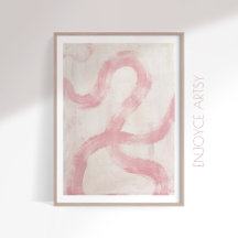 Peinture murale abstraite rose verdoyante minimale