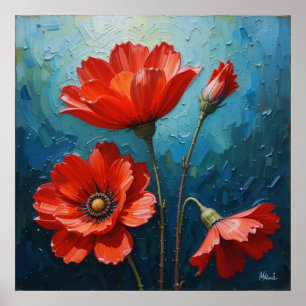 Poster Peinture murale décorative - Peinture à l'huile fl