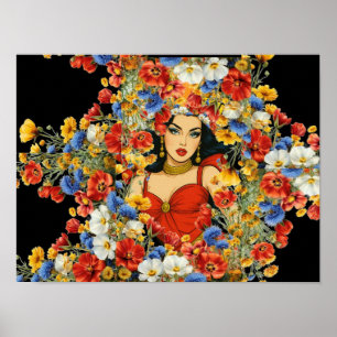 Poster Peinture murale féminine - Femme