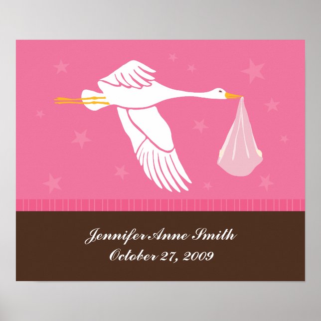 Poster Peinture murale personnalisée pour bébé - Stork/ro (Devant)