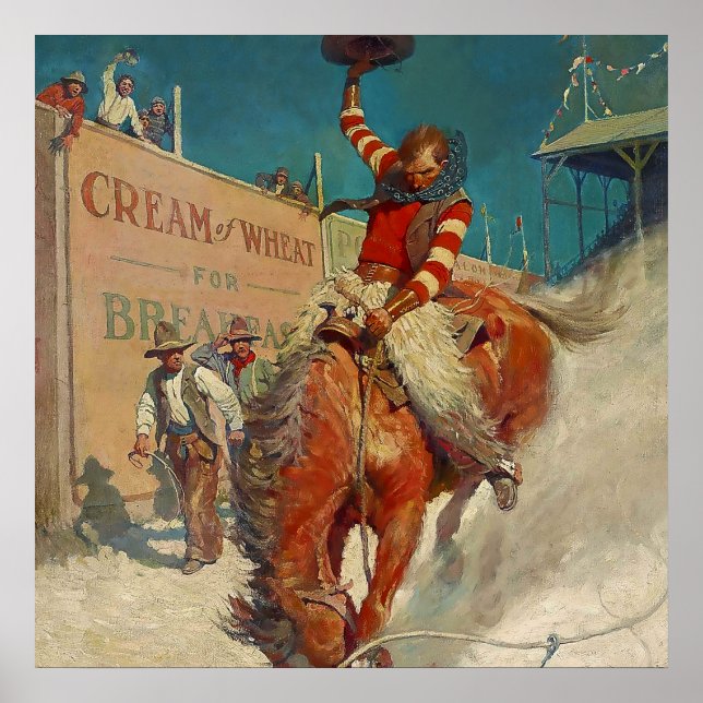 Poster Peinture occidentale de N C Wyeth «Le Rodéo» (Devant)