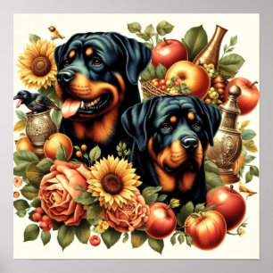 Poster Peinture par Rottweiler rétro