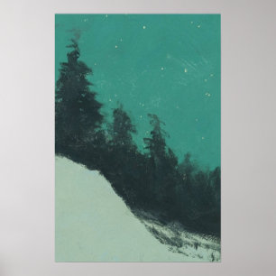 Poster Peinture paysage de montagne enneigée