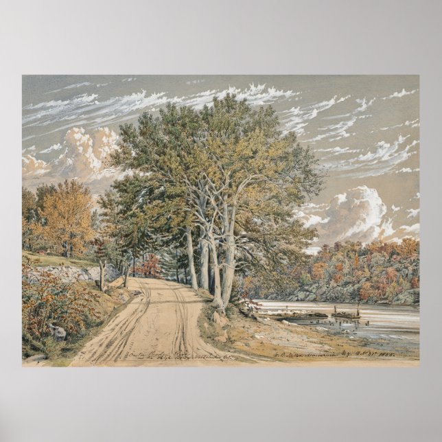 Poster Peinture paysagère vintage rivière Harlem (Devant)