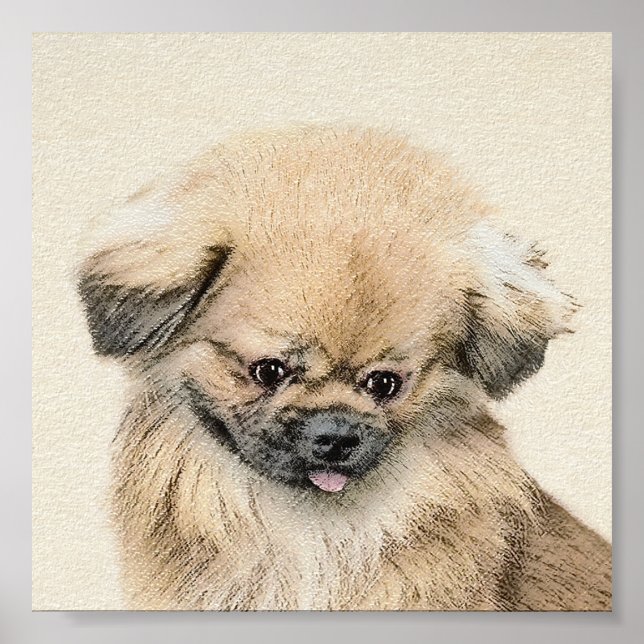 Poster Peinture Pekingese - Cute Original Chien Art (Devant)