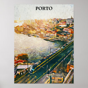 Poster Peinture pétrolière étonnante Porto Portugal