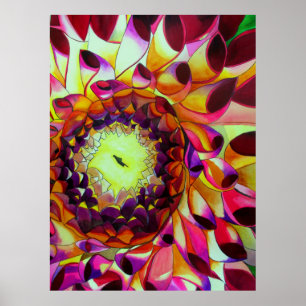 Poster Peinture pop art de la fleur pourpre Dahlia