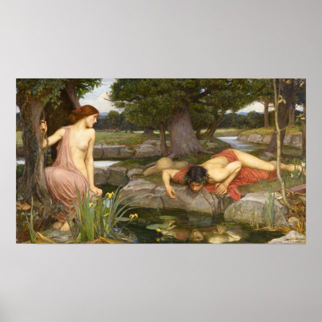 Poster Peinture pré-Raphaélite Echo et Narcisse (Devant)
