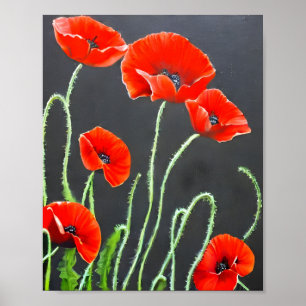 Poster Peinture Red Poppies Art