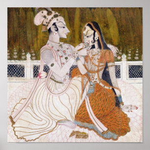 Poster Peinture romantique Krishna et Radha