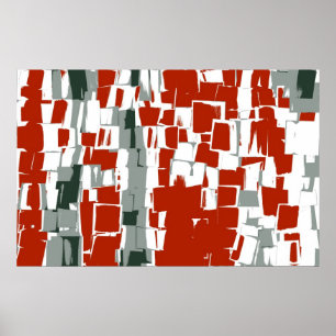 Poster Peinture rouge noir Retro Art Abstrait