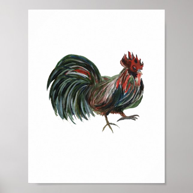Poster Peinture rouge Rooster Art Décor Agritouriste Impr (Devant)