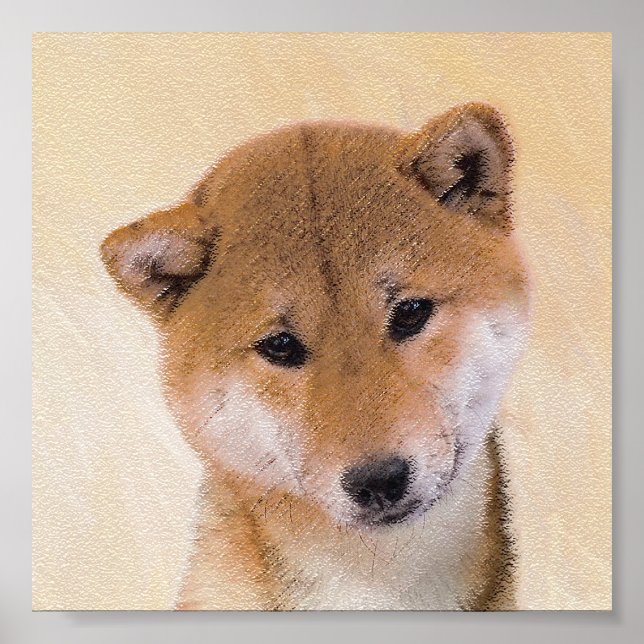 Poster Peinture Shiba Inu (Rouge) - Art Chien original (Devant)
